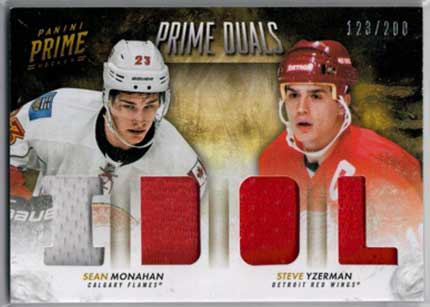 Steve Yzerman / Sean Monahan 2013-14 Panini Prime Dual Jerseys #DYM /200
