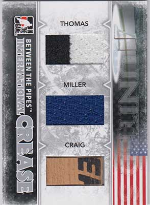 Tim Thomas/Ryan Miller/Jim Craig 2009-10 Between The Pipes International Crease Silver #IC02
