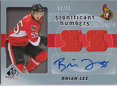Brian Lee 2008-09 SP Game Used SIGnificant Numbers Dual Swatches #SNBL /55