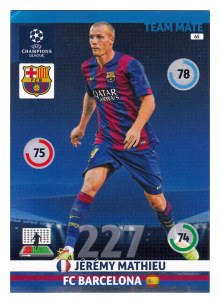 Team Mate, 2014-15 Adrenalyn Champions League, FC Barcelona, Jérémy Mathieu