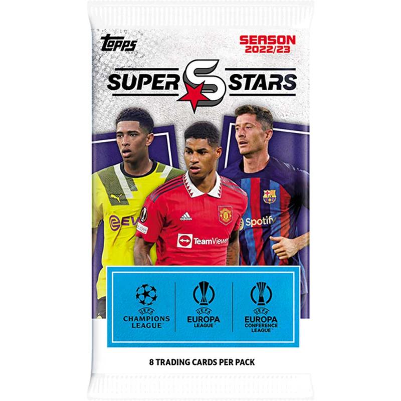 1st Paket 2022-23 Topps UEFA Football Superstars (8 kort per paket)