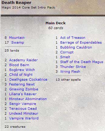 Magic, 2014 Core Set, Intro Pack, Death Reaper (Svart/ Röd)