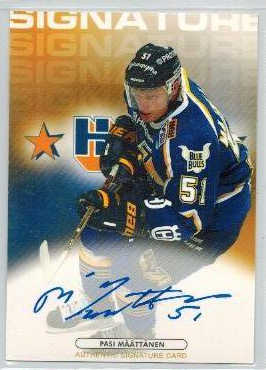 2003-04 SHL Signatures s.2 #12 Pasi Määtänen HV71 