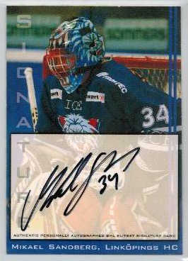 2002-03 SHL Signatures s.1 #08 Mikael Sandberg Linköpings HC 