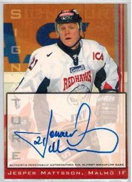 2002-03 SHL Signatures s.1 #11 Jesper Mattsson Malmö IF 