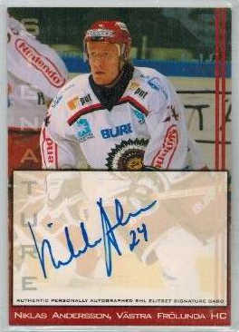 2002-03 SHL Signatures s.1 #17 Niklas Andersson Västra Frölunda HC 