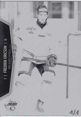 PRESS PLATES BLACK, 2013-14 HockeyAllsvenskan #HA-060 Fredrik Ericson BIK KARLSKOGA