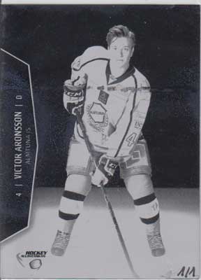 PRESS PLATES BLACK, 2013-14 HockeyAllsvenskan #HA-004 Victor Aronsson ALMTUNA IS