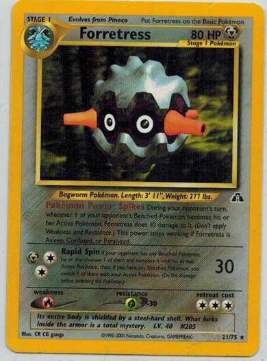 Pokemon, Neo Discovery, Forretress - 21/75 - Rare - Slightly Played