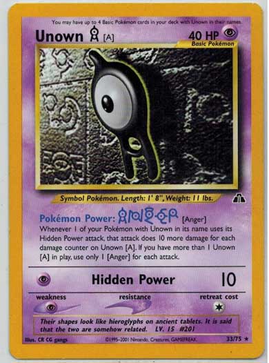 Pokemon, Neo Discovery, Unown A - 33/75 - Rare - Slightly Played