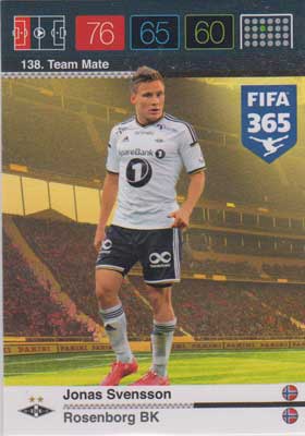 Team Mate, 2015-16 Adrenalyn FIFA 365 #138 Jonas Svensson