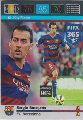 Key Player, 2015-16 Adrenalyn FIFA 365 #161 Sergio Busquets
