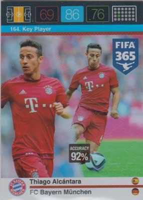 Key Player, 2015-16 Adrenalyn FIFA 365 #164 Thiago Alcantara