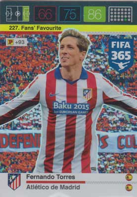 Fans Favourite, 2015-16 Adrenalyn FIFA 365 #227 Fernando Torres 