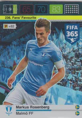 Fans Favourite, 2015-16 Adrenalyn FIFA 365 #236 Markus Rosenberg