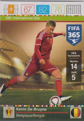 International Star, 2015-16 Adrenalyn FIFA 365 #330 Kevin De Bruyne