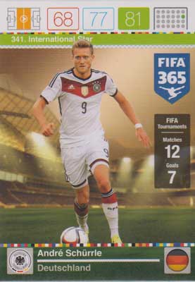 International Star, 2015-16 Adrenalyn FIFA 365 #341 Andre Schurrle