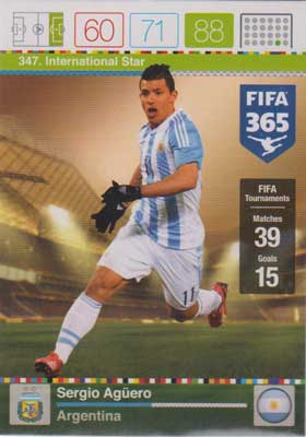 International Star, 2015-16 Adrenalyn FIFA 365 #347 Sergio Aguero