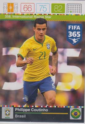 International Rising Star, 2015-16 Adrenalyn FIFA 365 #358 Philippe Coutinho