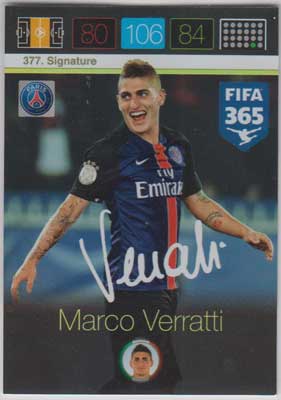 Signature, 2015-16 Adrenalyn FIFA 365 #377 Marco Verratti
