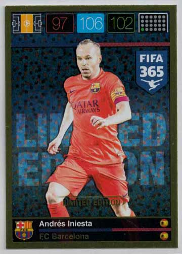 Limited Edition, 2015-16 Adrenalyn FIFA 365 Andres Iniesta
