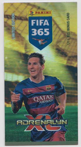 Tall Boys Limited Edition, 2015-16 Adrenalyn FIFA 365 #01 Lionel Messi Tall Boys