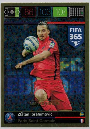 XXL Limited Edition, 2015-16 Adrenalyn FIFA 365 Zlatan Ibrahimovic XXL