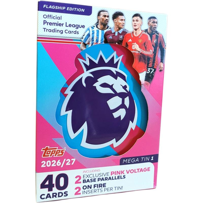 1 Mega Tin 2026-27 Topps Premier League Trading Cards Retail - Slumpmässigt vald färg (40 cards) [PL26-05]
