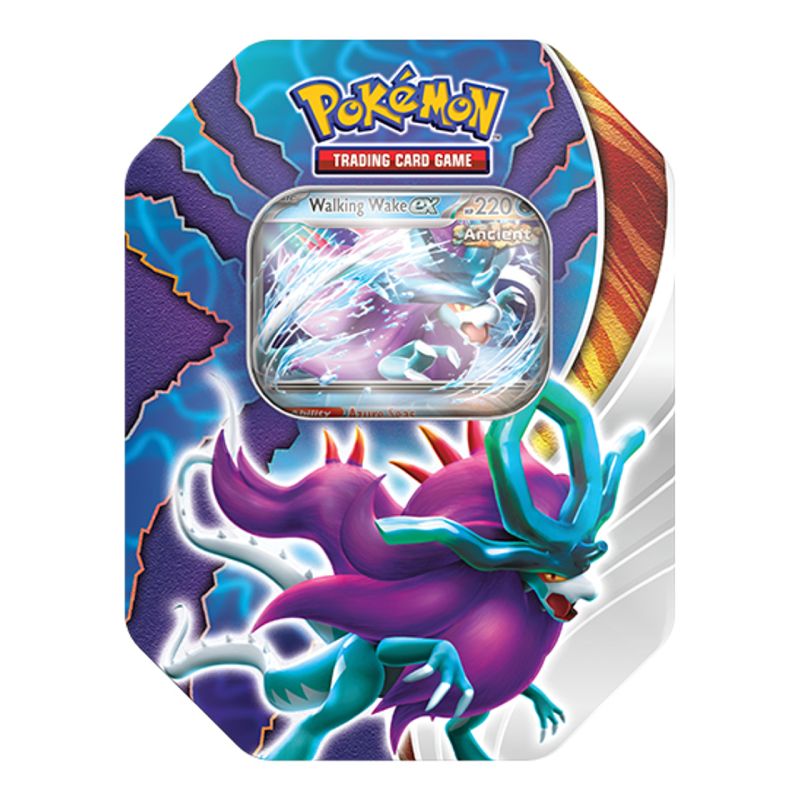 1st Pokémon,  Paradox Clash Tin (Iron Leaves ex / Walkning Wake ex)