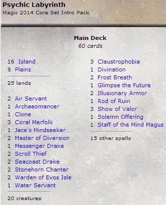 Magic, 2014 Core Set, Intro Pack, Psychic Labyrinth (Blå/ Vit)