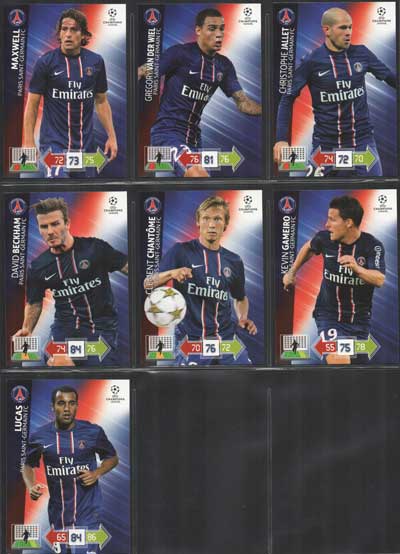 Teamset PARIS SAINT-GERMAIN FC, 2012-13 Adrenalyn Champions League Update, 7 olika grundkort