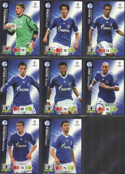 Teamset FC SCHALKE 04, 2012-13 Adrenalyn Champions League Update, 8 olika grundkort