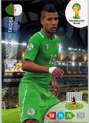 Grundkort, 2014 Adrenalyn World Cup #004. Saphir Sliti Taider (Algérie)