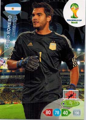 Grundkort, 2014 Adrenalyn World Cup #008. Sergio Romero (Argentina)