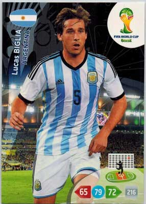Grundkort, 2014 Adrenalyn World Cup #011. Lucas Biglia (Argentina)