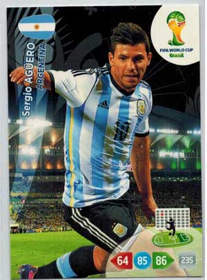 Grundkort, 2014 Adrenalyn World Cup #015. Sergio Agüero (Argentina)