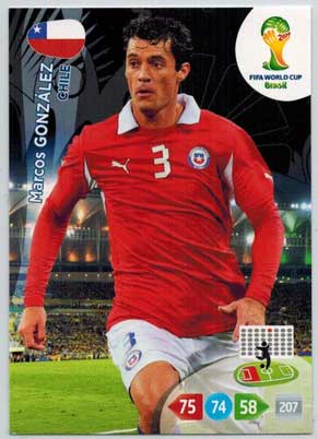 Grundkort, 2014 Adrenalyn World Cup #069. Marcos González (Chile)