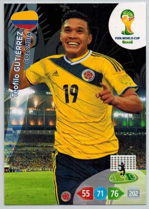 Grundkort, 2014 Adrenalyn World Cup #087. Teófilo Gutiérrez (Colombia)