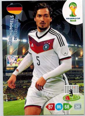 Grundkort, 2014 Adrenalyn World Cup #106. Mats Hummels (Deutschland)