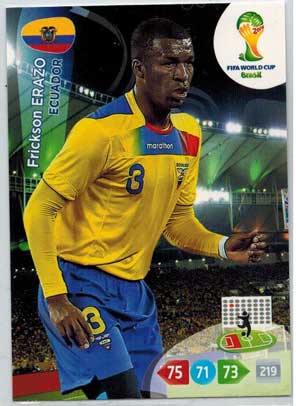 Grundkort, 2014 Adrenalyn World Cup #121. Frickson Erazo (Ecuador)