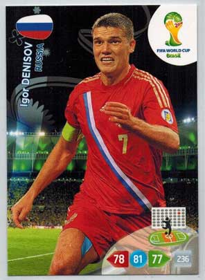 Grundkort, 2014 Adrenalyn World Cup #288. Igor Denisov (Russia)