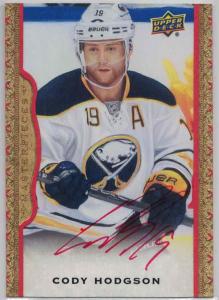Cody Hodgson 2014-15 UD Masterpieces Autographs Framed Red Cloth #4 03/30