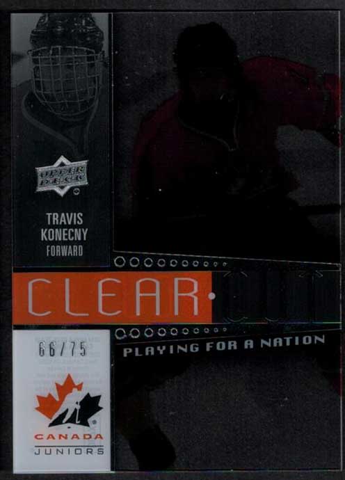 Travis Konecny 2014-15 Upper Deck Team Canada Juniors Clear Cut Playing for a Nation #PFN25 /75