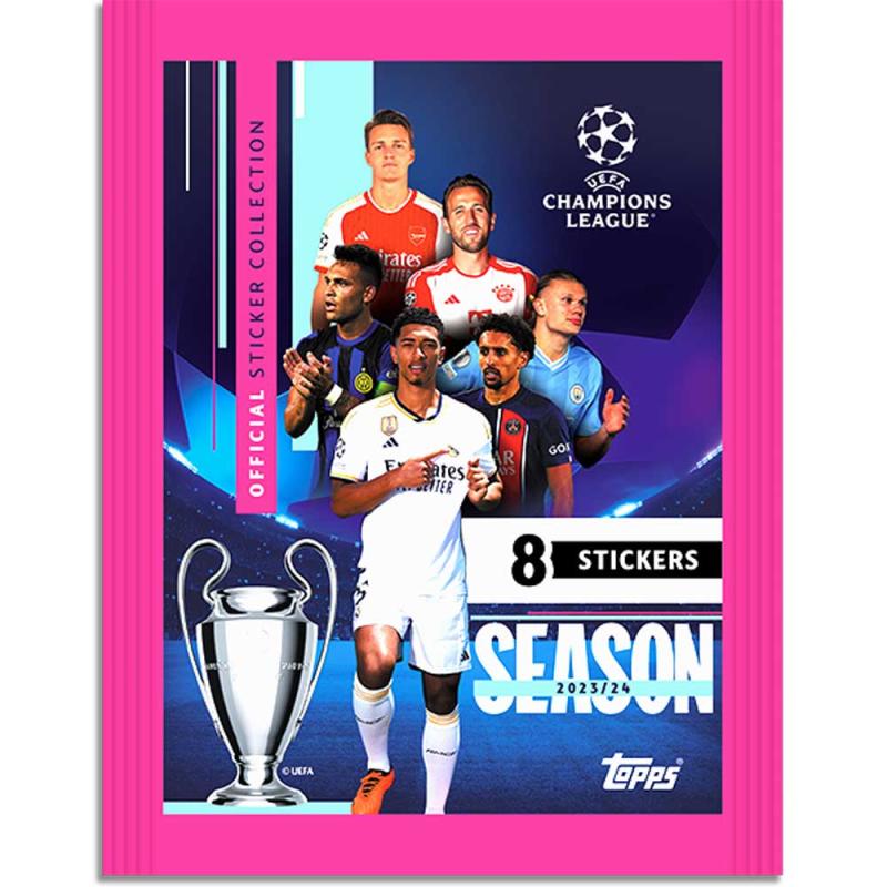 1 Paket (8 Stickers) - Topps UEFA Champions League Stickers 2023-24 (Klisterbilder)