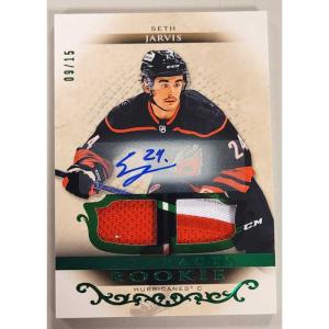 Seth Jarvis 2021-22 Artifacts Material Autographs Emerald #V /15