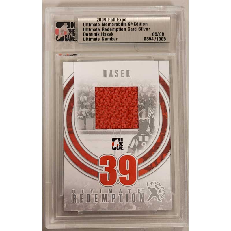 Dominik Hasek 2009 ITG Ultimate Memorabilia Fall Expo Redemption Card Silver 05/09 [Says Detroit jersey on the back]