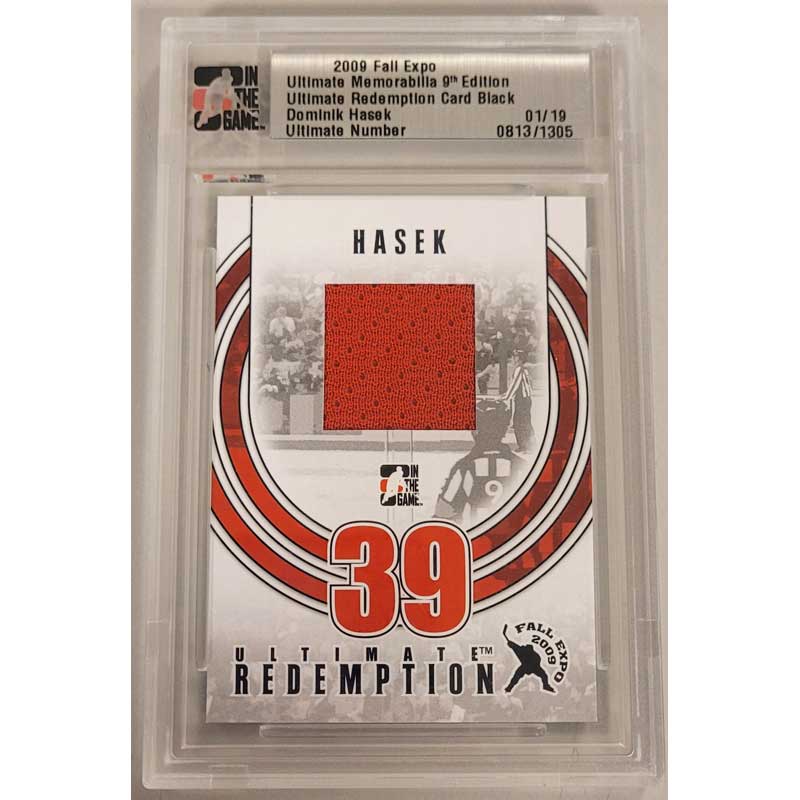 Dominik Hasek 2009 ITG Ultimate Memorabilia Fall Expo Redemption Card Black 01/19 [Says Ottawa jersey on the back]
