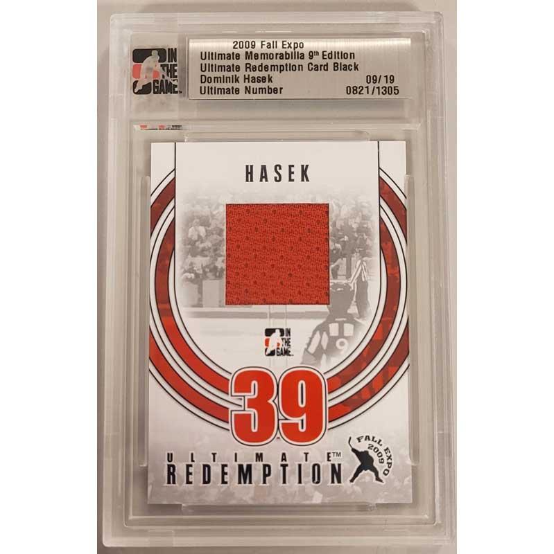Dominik Hasek 2009 ITG Ultimate Memorabilia Fall Expo Redemption Card Black 09/19 [Says Ottawa jersey on the back]