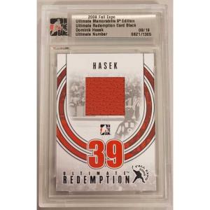 Dominik Hasek 2009 ITG Ultimate Memorabilia Fall Expo Redemption Card Black 09/19 [Says Ottawa jersey on the back]