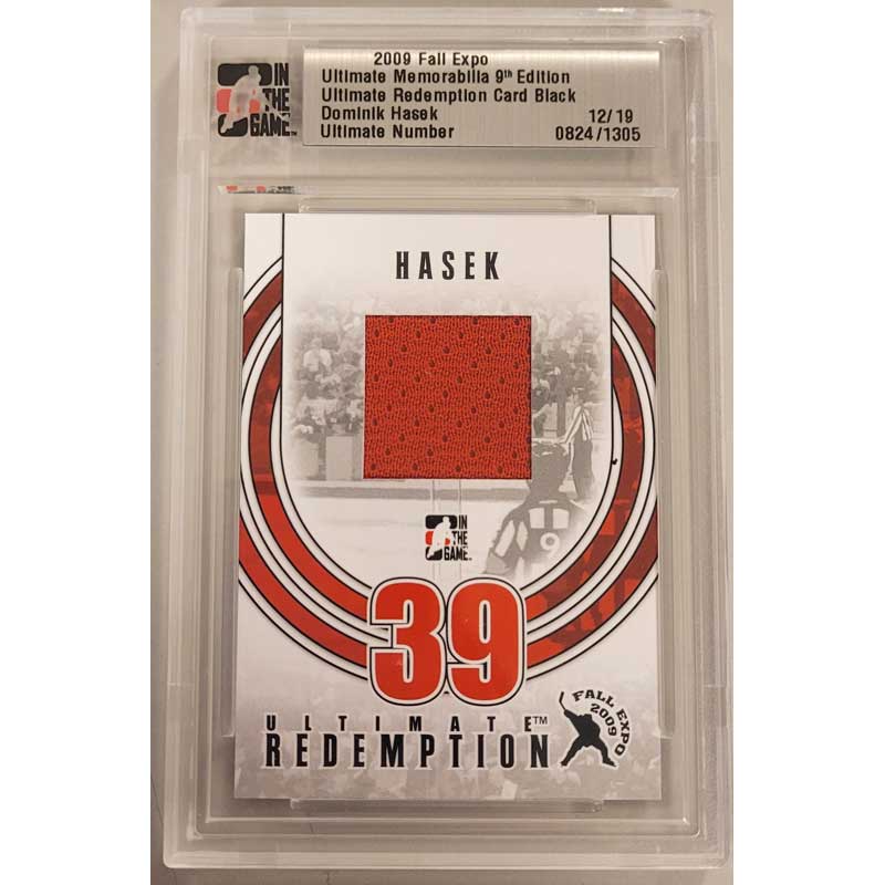 Dominik Hasek 2009 ITG Ultimate Memorabilia Fall Expo Redemption Card Black 12/19 [Says Ottawa jersey on the back]